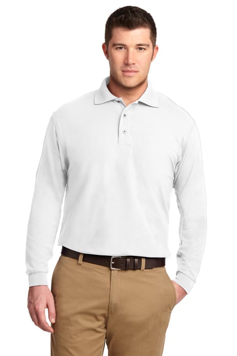 Front view of Silk Touch Long Sleeve Polo
