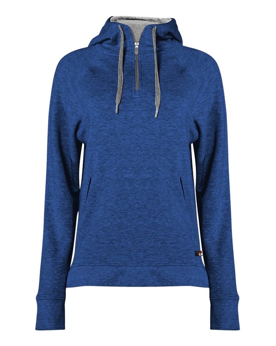 Front view of FitFlex Women’s French Terry Hooded Quarter-Zip