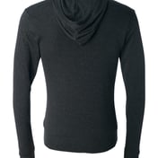 Back view of Triblend Lightweight Full-Zip Hooded Long Sleeve Tee