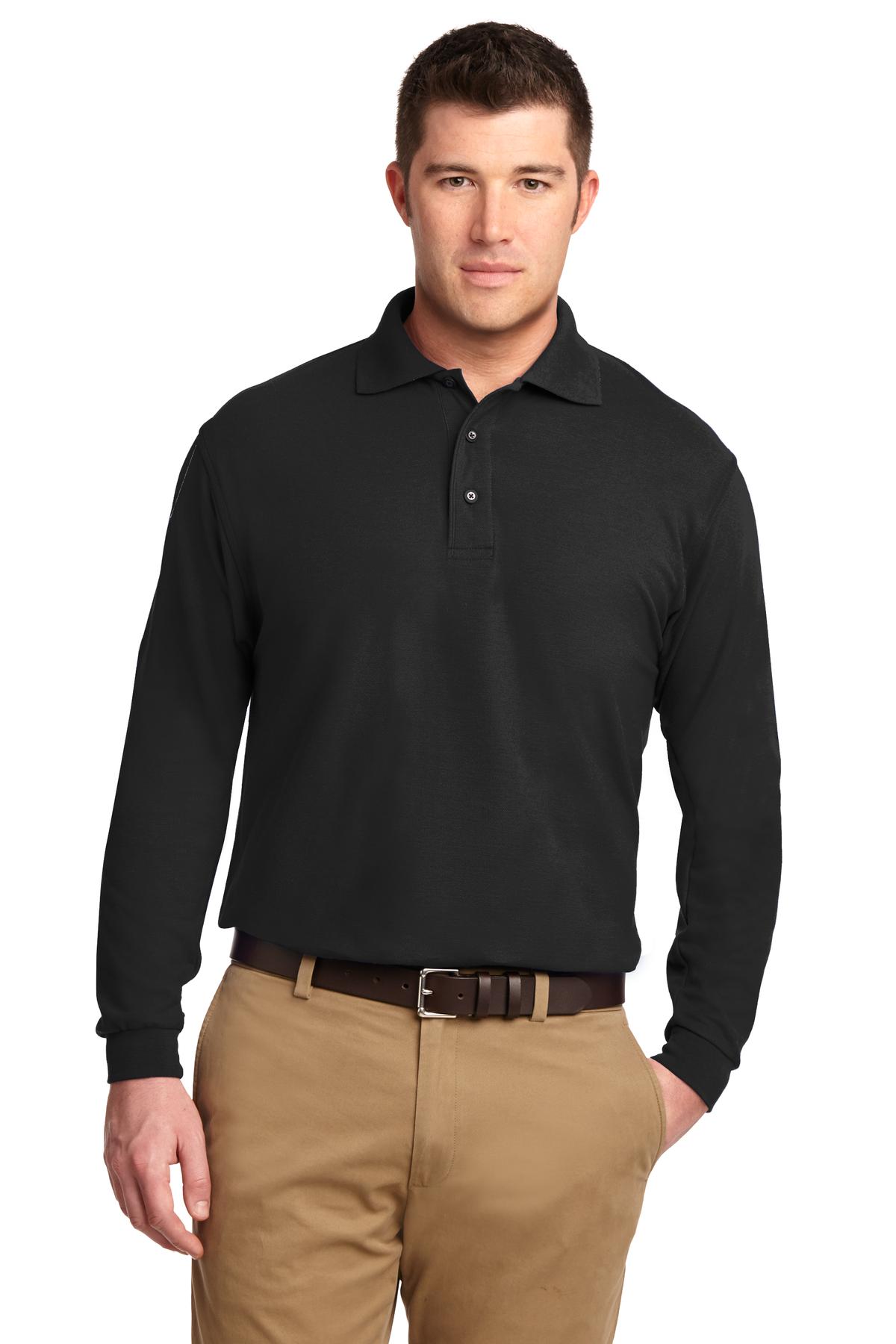 Front view of Tall Silk Touch Long Sleeve Polo
