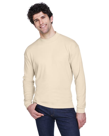 Front view of Adult Egyptian Interlock Long-Sleeve Mock Turtleneck