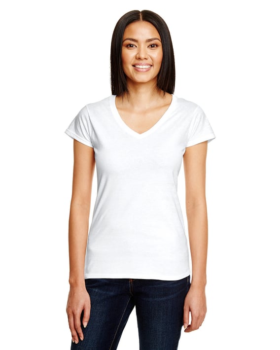 Front view of Ladies’ Lightweight Fitted V-Neck T-Shirt
