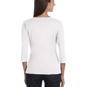 Back view of Ladies’ Premium Jersey 3/4-Sleeve T-Shirt