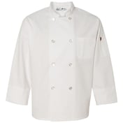 Front view of Button Chef Coat With Thermometer Pocket
