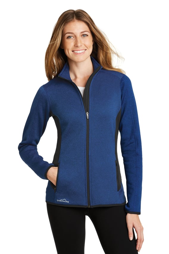 Front view of Ladies Full-Zip Heather Stretch Fleece Jacket