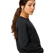 Side view of Ladies’ Raglan Pullover Long Sleeve Crewneck Sweatshirt