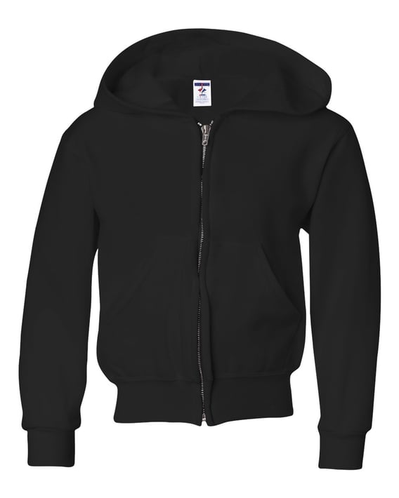 Front view of NuBlend® Youth Full-Zip Hooded Sweatshirt