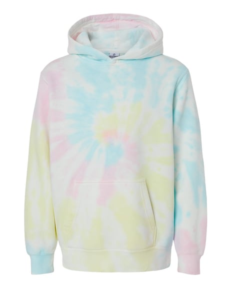Front view of Youth Midweight Tie-Dye Hooded Pullover