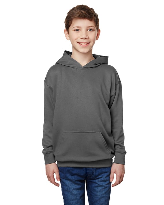 Front view of Youth Performance Tech Hooded Sweatshirt