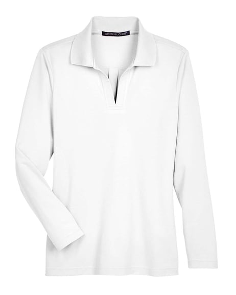 Front view of Women's CrownLux Performance® Plaited Long Sleeve Polo