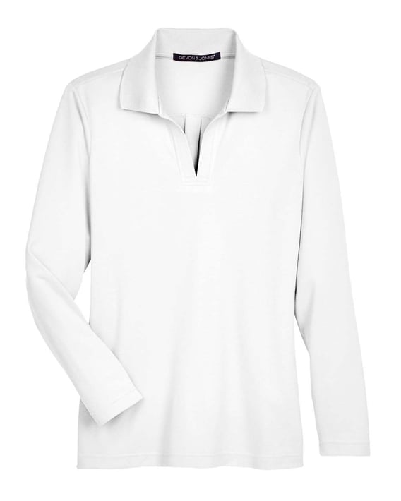 Front view of Women’s CrownLux Performance® Plaited Long Sleeve Polo
