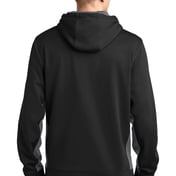 Back view of Sport-Wick® Fleece Colorblock Hooded Pullover