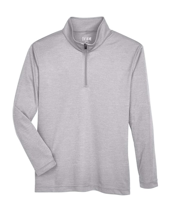 Front view of Youth Zone Sonic Heather Performance Quarter-Zip Pullolver
