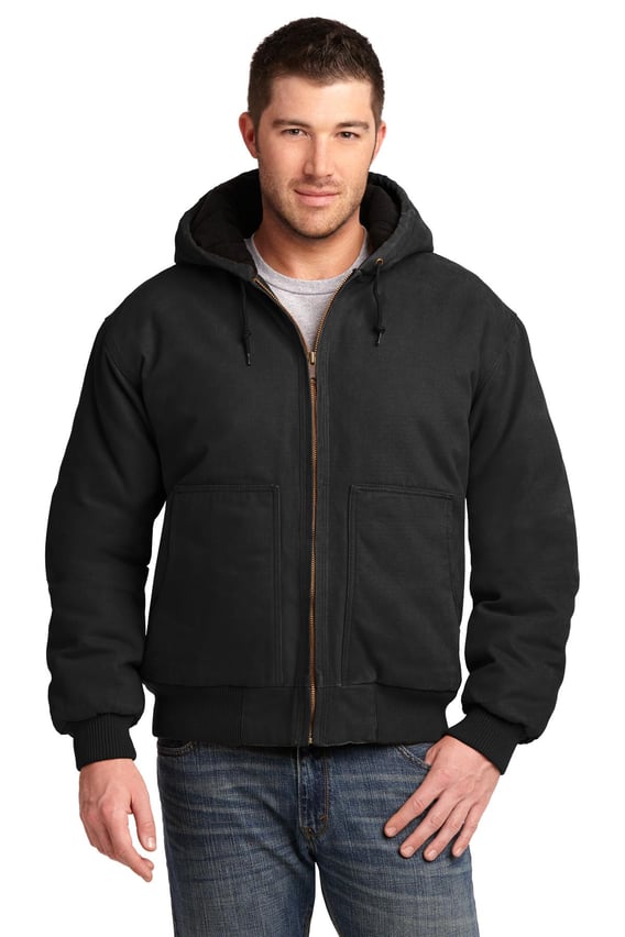 Front view of Washed Duck Cloth Insulated Hooded Work Jacket