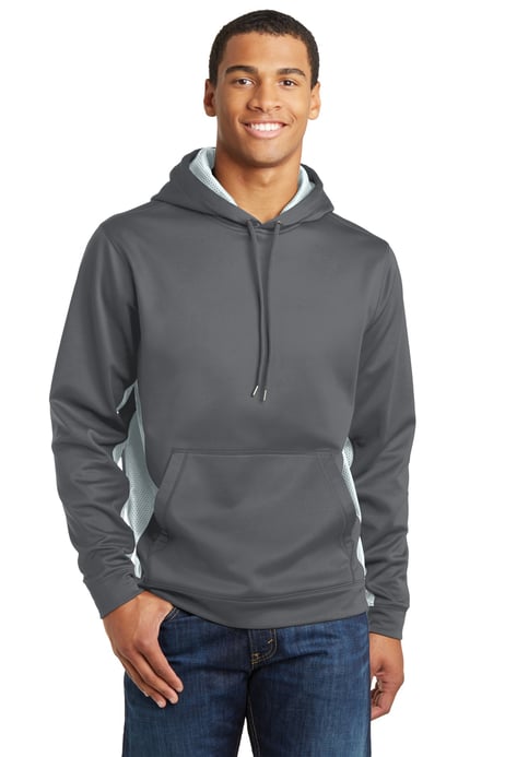Front view of Sport-Wick&reg; CamoHex Fleece Colorblock Hooded Pullover