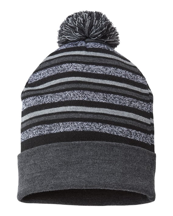 Front view of USA-Made Striped Beanie