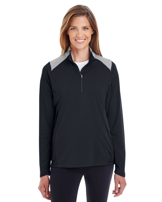 Front view of Ladies’ Command Colorblock Snag Protection Quarter-Zip