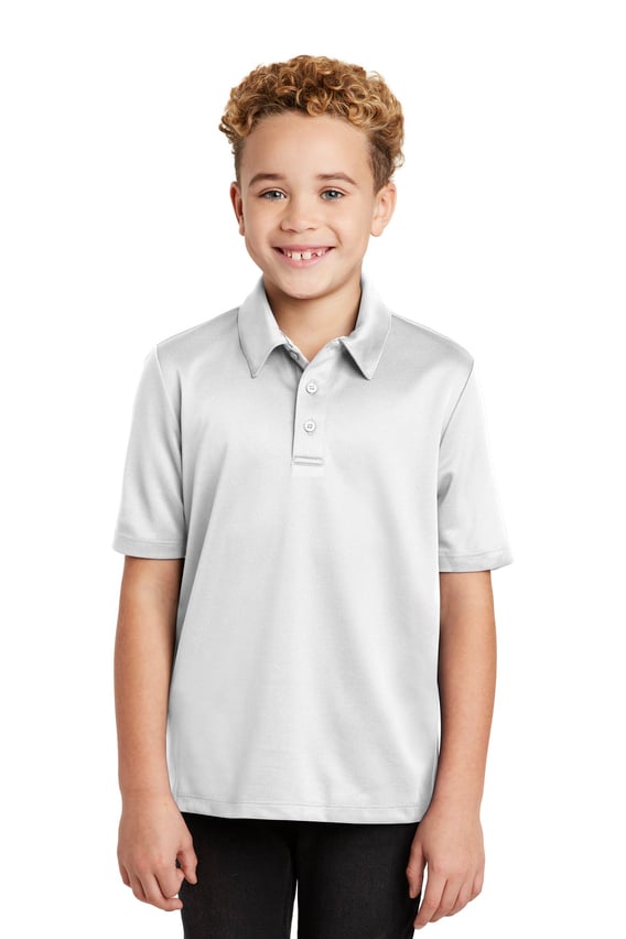 Front view of Youth Silk Touch Performance Polo