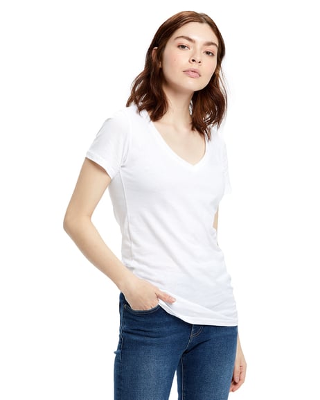 Front view of Ladies' Made In USA Short-Sleeve V-Neck T-Shirt