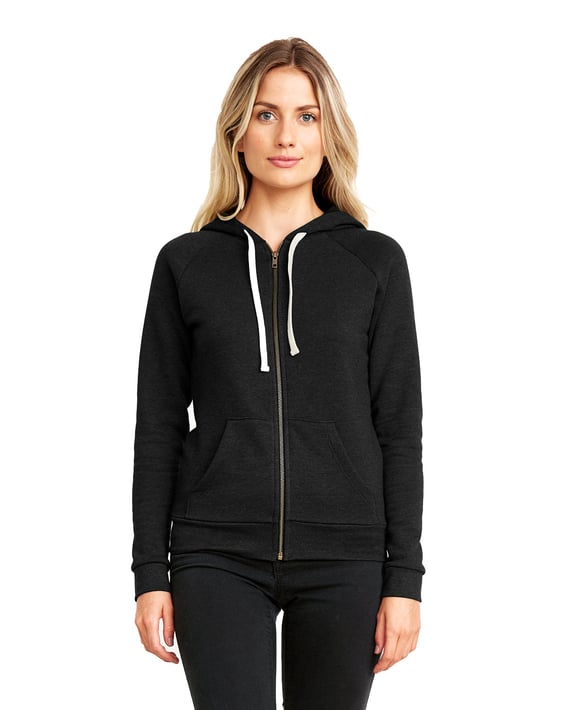 Front view of Ladies’ Malibu Raglan Full-Zip Hooded Sweatshirt
