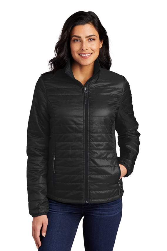 Front view of Ladies Packable Puffy Jacket