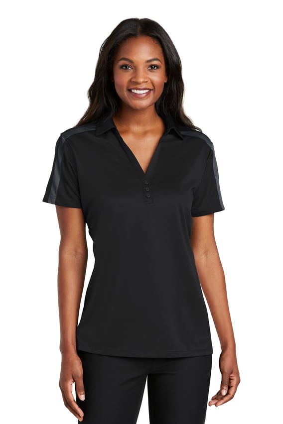 Front view of Women’s Silk Touch Performance Colorblock Stripe Polo