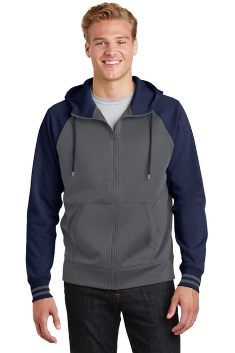 Front view of Sport-Wick&reg; Varsity Fleece Full-Zip Hooded Jacket