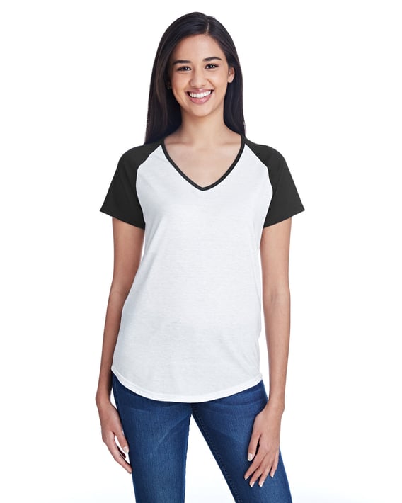 Front view of Ladies’ Tri-Blend Raglan T-Shirt