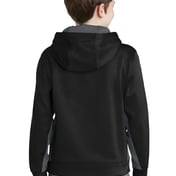 Back view of Youth Sport-Wick® Fleece Colorblock Hooded Pullover