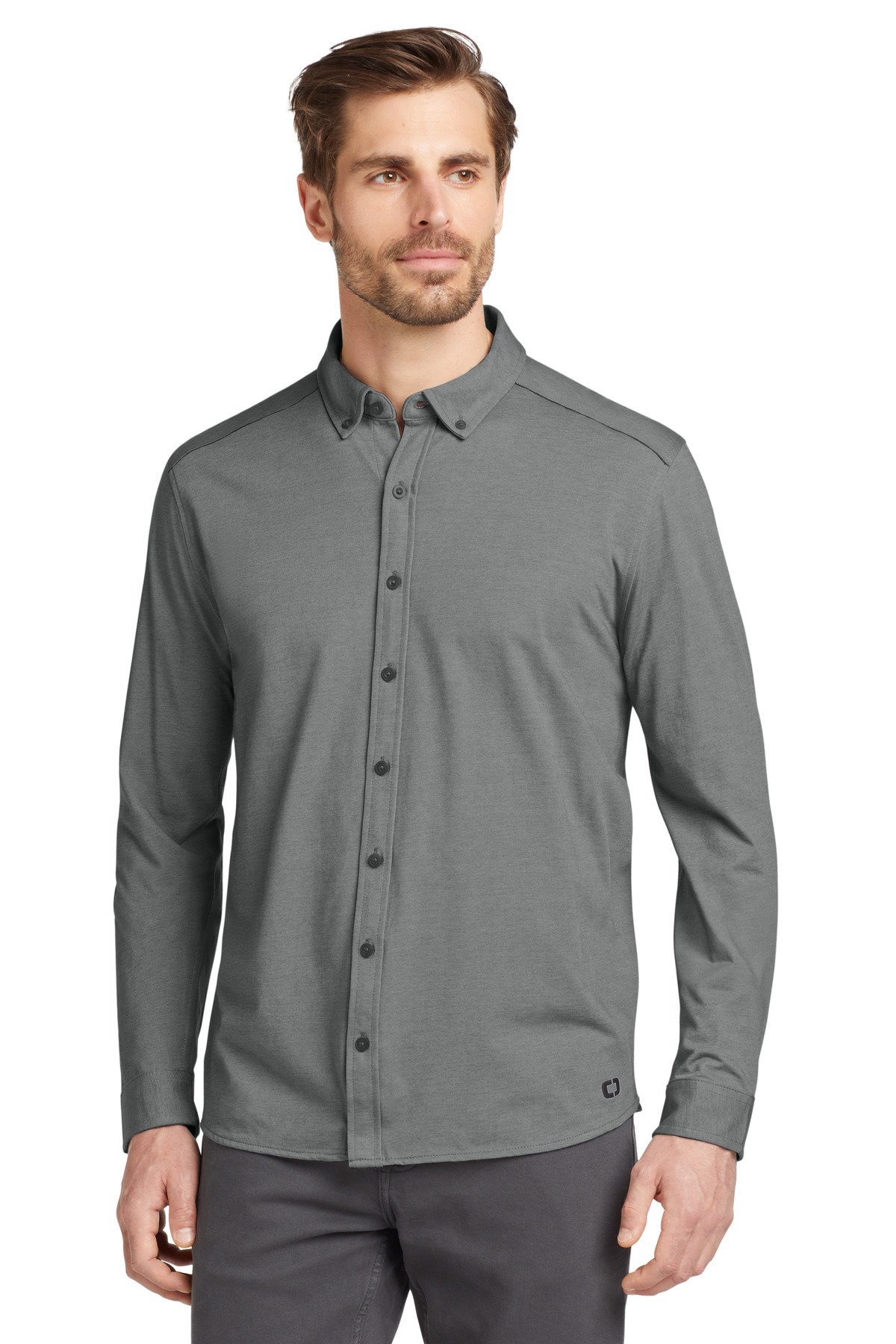 Front view of Code Stretch Long Sleeve Button-Up