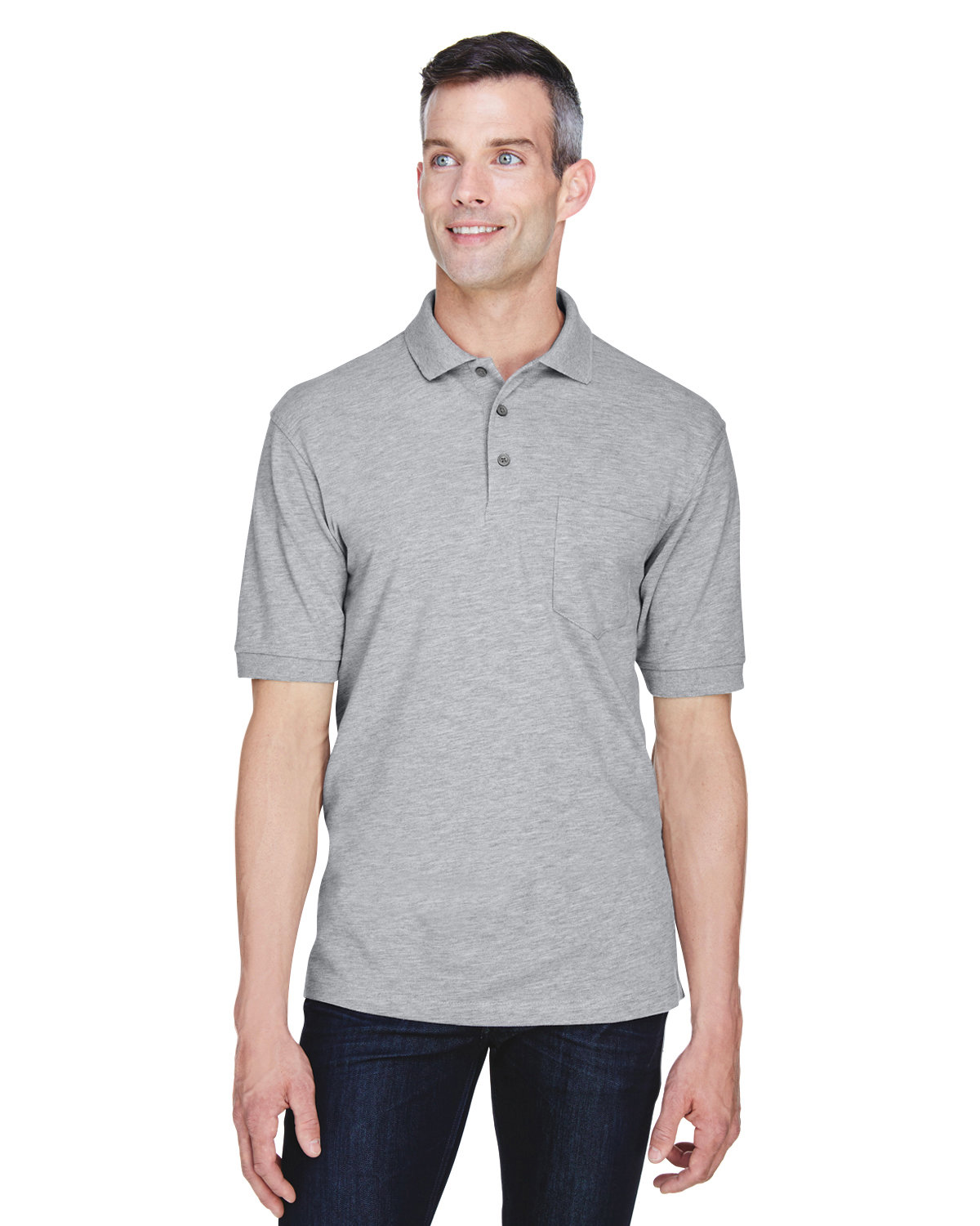 Front view of Men’s 5.6 Oz. Easy Blend™ Polo With Pocket