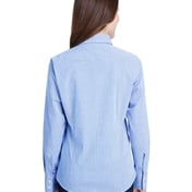 Back view of Ladies’ Microcheck Gingham Long-Sleeve Cotton Shirt