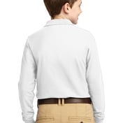 Back view of Youth Long Sleeve Silk Touch Polo