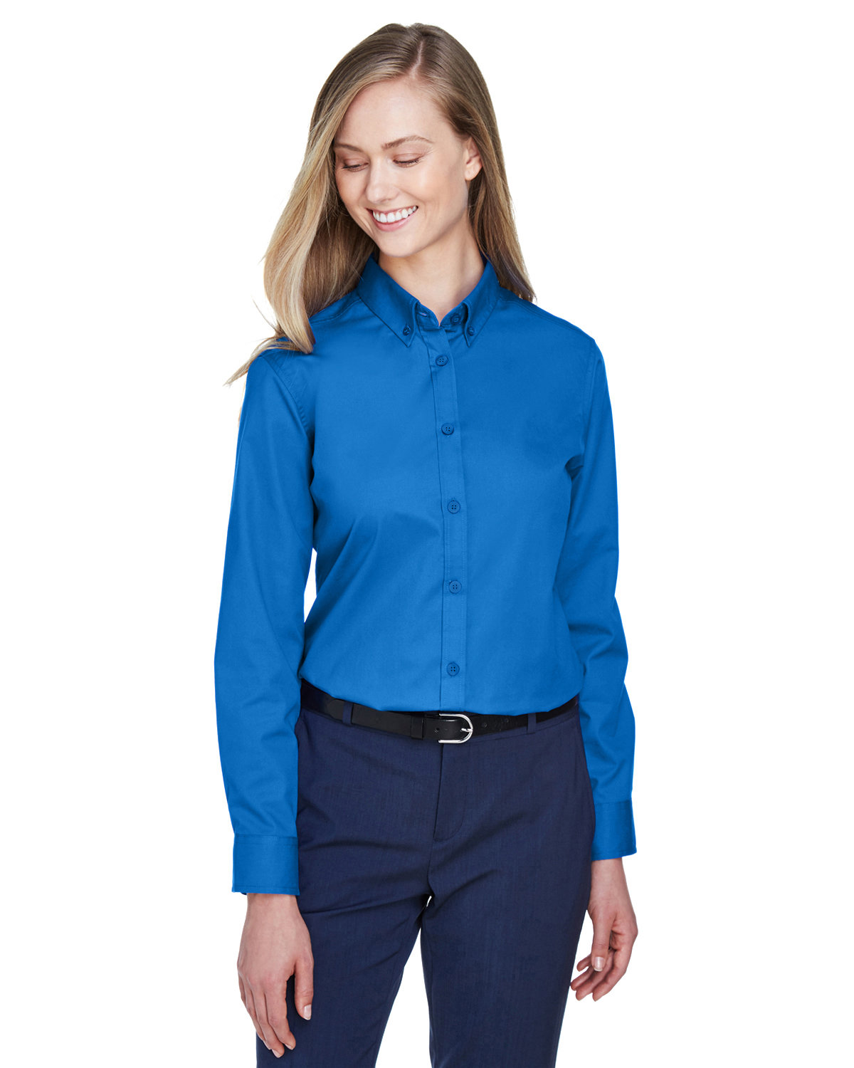 Front view of Ladies’ Operate Long-Sleeve Twill Shirt