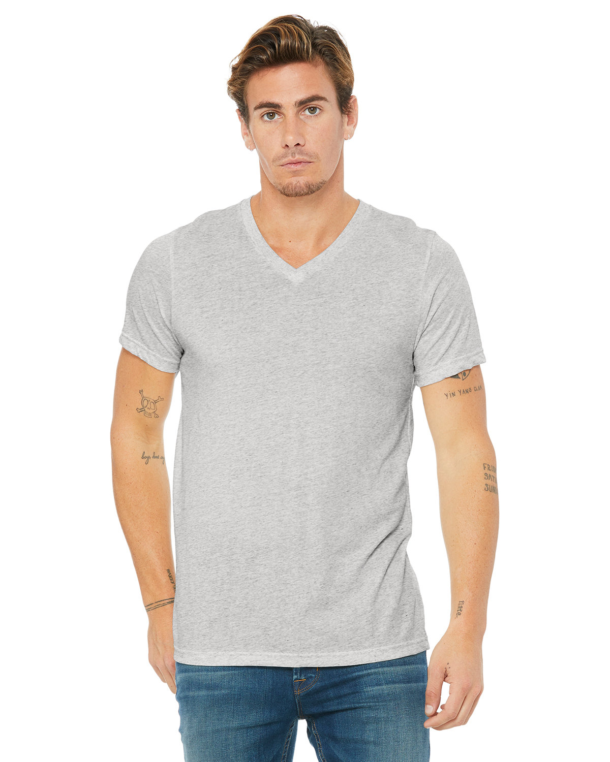Front view of Unisex Triblend V-Neck T-Shirt