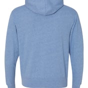 Back view of Heathered French Terry Full-Zip Hooded Sweatshirt