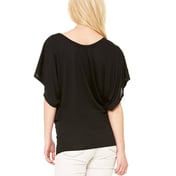 Back view of Ladies’ Flowy Draped Sleeve Dolman T-Shirt