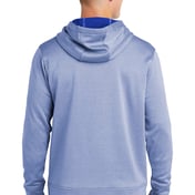 Back view of PosiCharge ® Sport-Wick ® Heather Fleece Hooded Pullover
