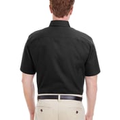 Back view of Foundation Short Sleeve Cotton Twill Dress Shirt With Teflon