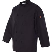 Side view of Ten Pearl Button Black Chef Coat