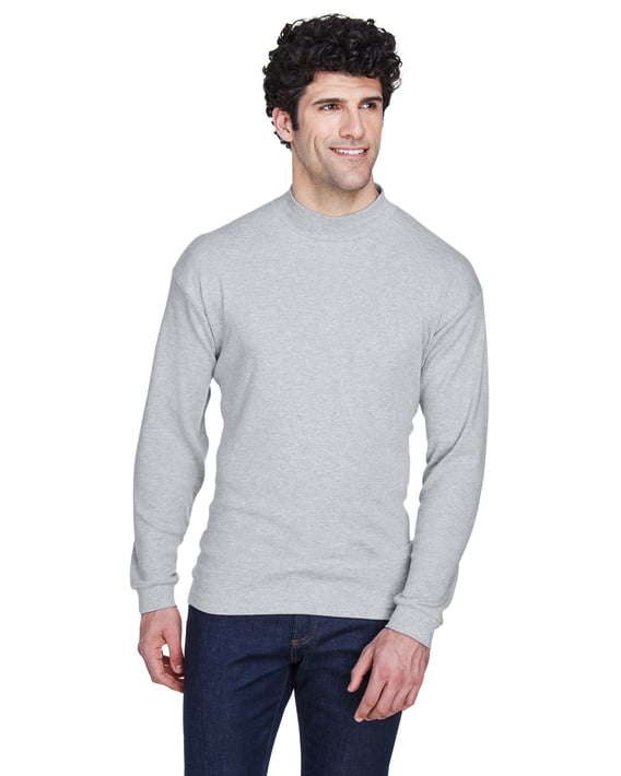 Front view of Adult Egyptian Interlock Long-Sleeve Mock Turtleneck