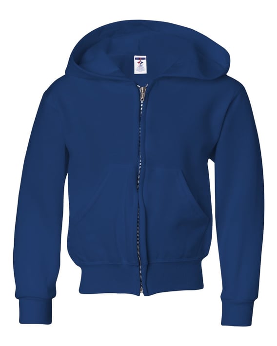 Front view of NuBlend® Youth Full-Zip Hooded Sweatshirt
