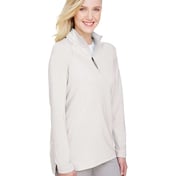 Side view of Women’s CrownLux Performance® Clubhouse Micro-Stripe Quarter-Zip Pullover