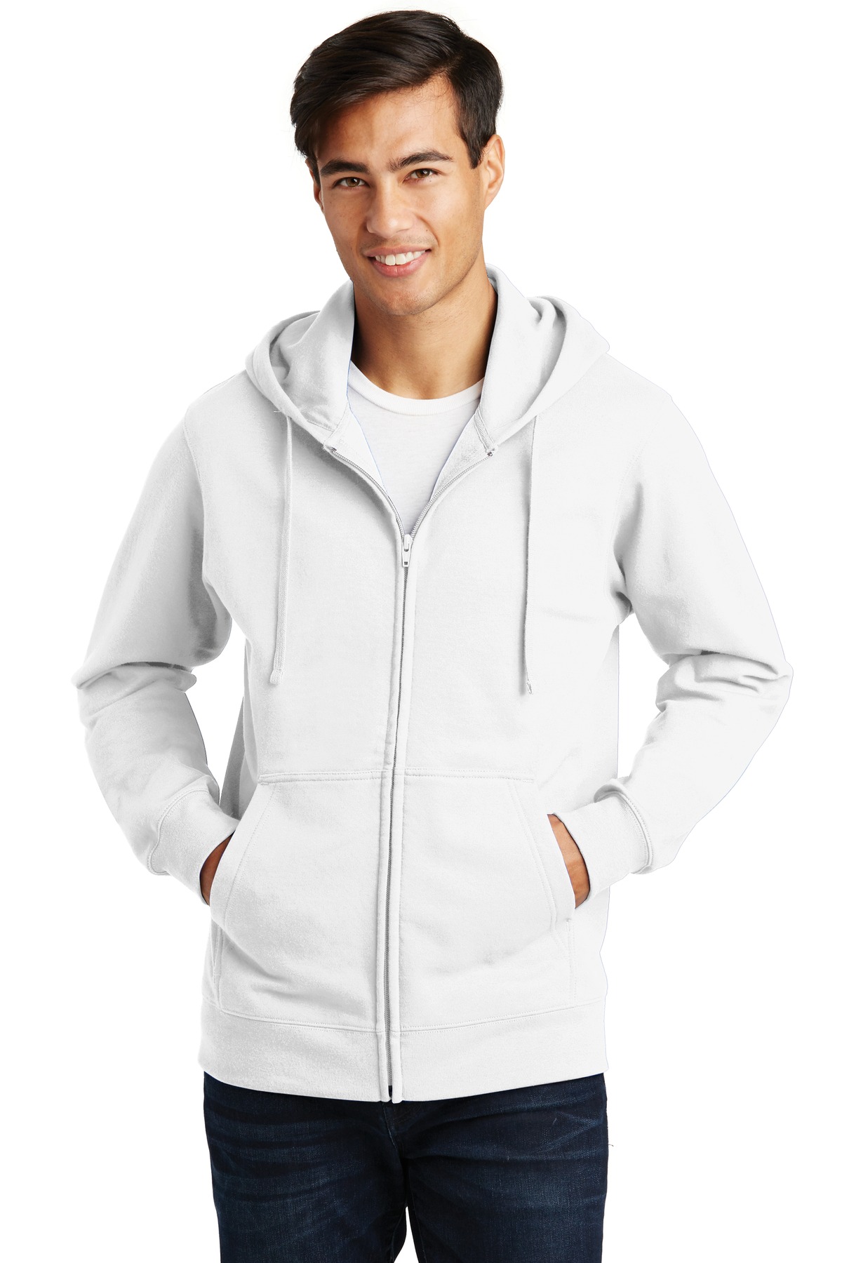 Front view of Fan Favorite Fleece Full-Zip Hooded Sweatshirt