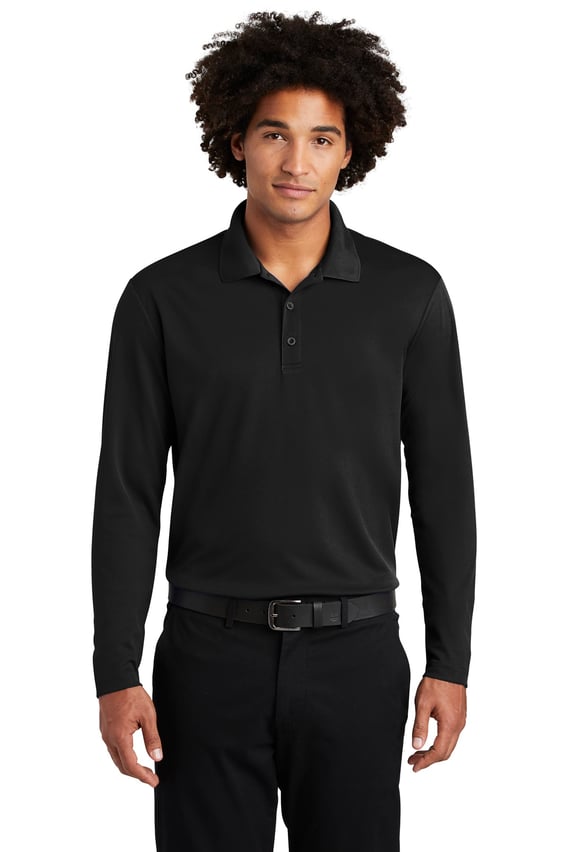 Front view of PosiCharge ® RacerMesh ® Long Sleeve Polo