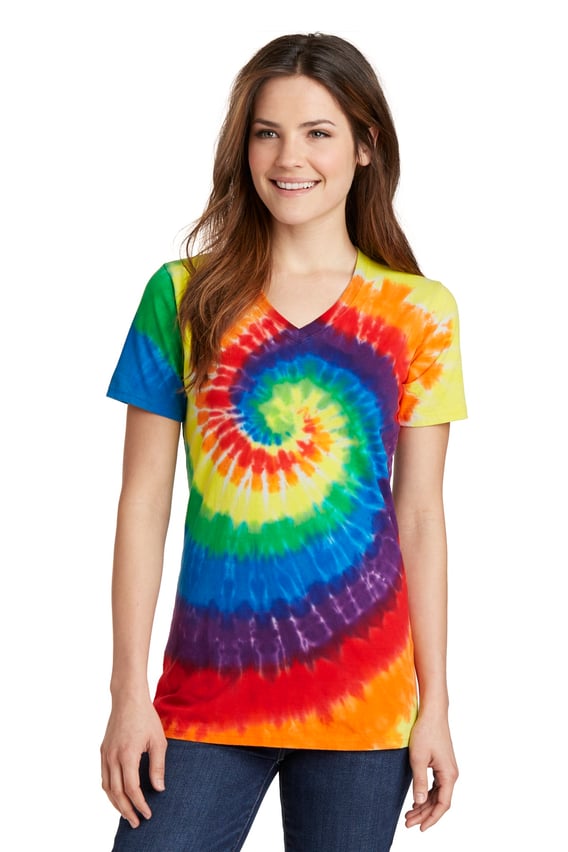 Front view of Women’s Tie-Dye V-Neck Tee