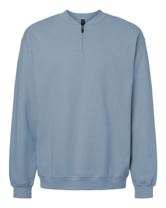 Front view of Softstyle® Midweight 1/4 Zip Sweatshirt