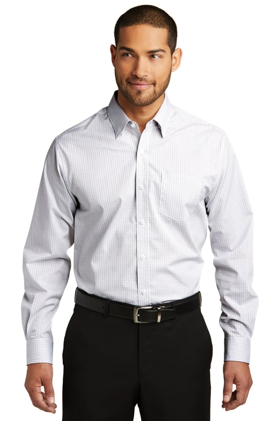 Front view of Micro Tattersall Easy Care Shirt