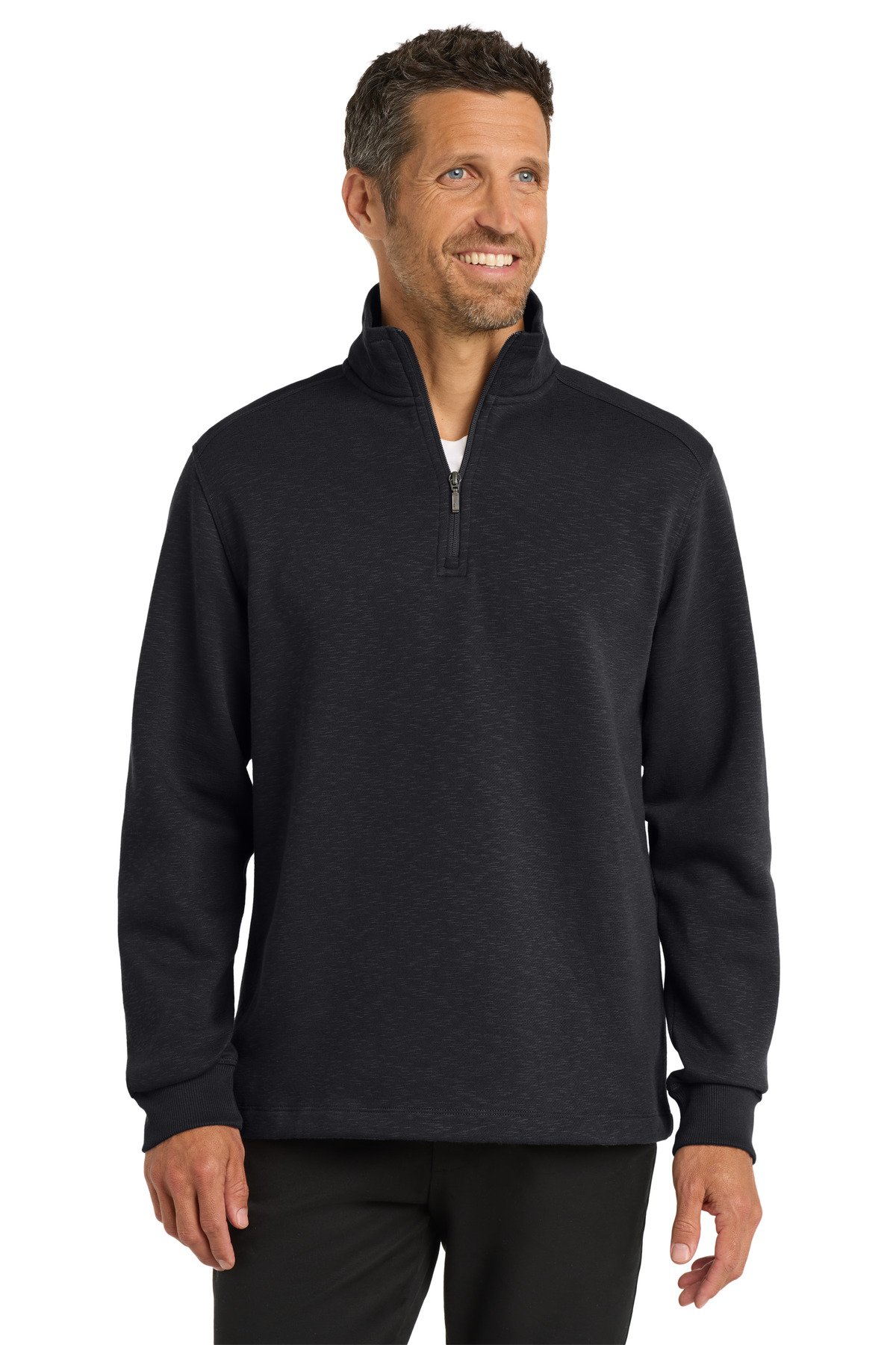 Front view of Slub Fleece 1/4-Zip Pullover