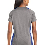 Back view of Ladies Heather Colorblock Contender V-Neck Tee
